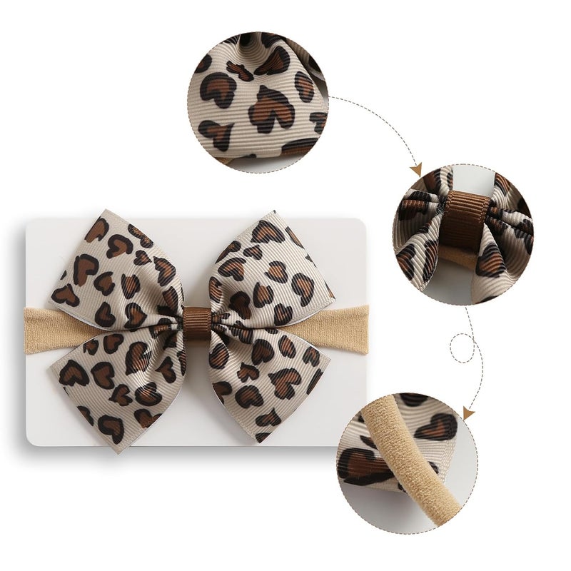 Fancheer Baby Girls Leopard Cheetah Print Bow Headband Infant Toddler Birthday Party Hair Accessories - Image 3